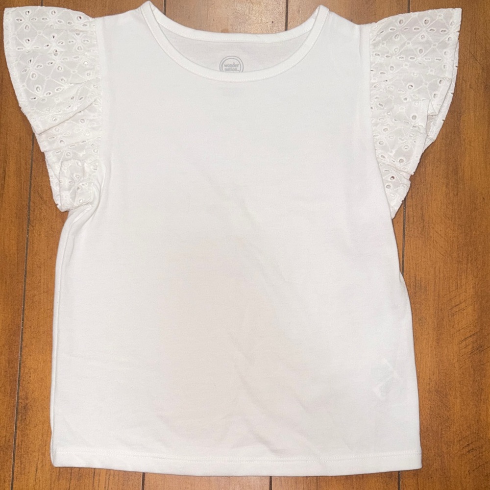 wonder nation White Eyelet Flutter Sleeve Tee